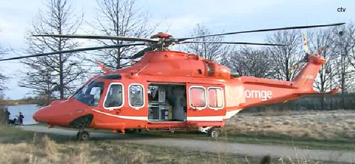 Helicopter AgustaWestland AW139 Serial 41247 Register C-GYNN N468SM used by Canadian Ambulance Services Ornge ,AgustaWestland Philadelphia (AgustaWestland USA). Built 2010. Aircraft history and location