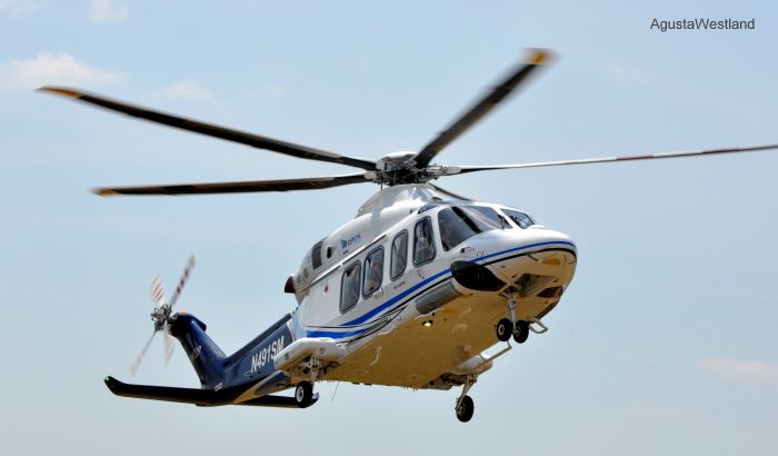 Helicopter AgustaWestland AW139 Serial 41302 Register PR-OHA N491SM used by Omni Taxi Aereo OTA ,AgustaWestland Philadelphia (AgustaWestland USA). Built 2012. Aircraft history and location