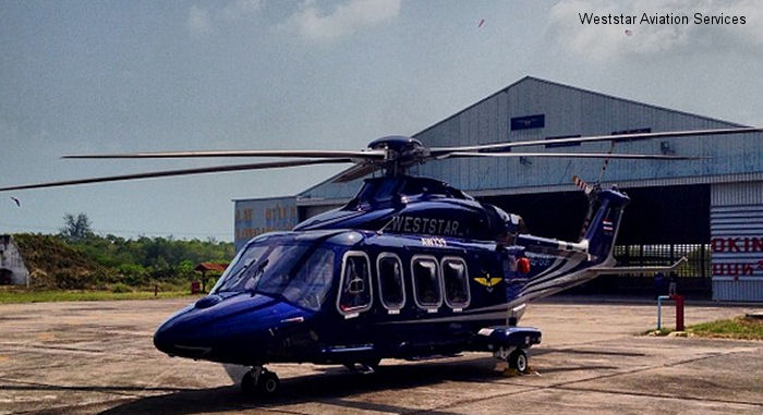 Helicopter AgustaWestland AW139 Serial 31441 Register HS-UOF 9M-WAS used by United Offshore Aviation ,Weststar Aviation WAS. Aircraft history and location