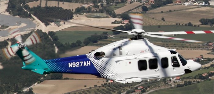 Helicopter AgustaWestland AW139 Serial 31292 Register N927AH used by Saudi Aramco. Aircraft history and location
