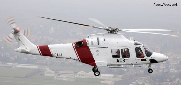 Helicopter AgustaWestland AW169 Serial 69004 Register I-AWCG I-RAIJ used by AgustaWestland Italy. Built 2012. Aircraft history and location