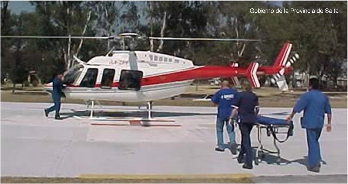 Helicopter Bell Fire-X Serial 53343 Register N91796 LV-ZPF used by Northrop Grumman ,Bell Helicopter ,Gobiernos Provinciales Gobierno de Salta (Salta Province Government). Built 1999. Aircraft history and location