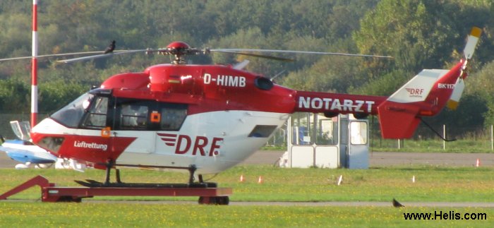 Helicopter MBB Bk117B-1 Serial 7185 Register D-HIMB JY-ACC used by DRF Luftrettung DRF Christoph 54 (DRF) ,MBB. Built 1990. Aircraft history and location