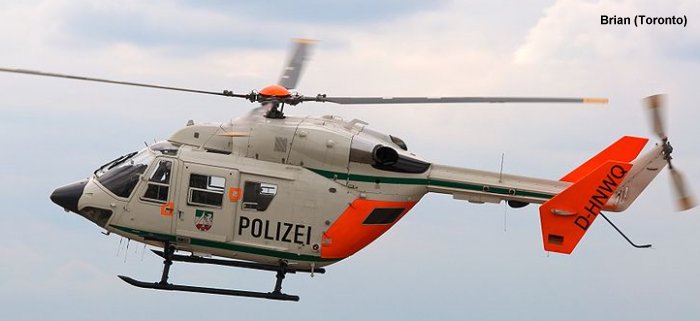 Helicopter Eurocopter BK117C-1 Serial 7554 Register D-HAPS D-HNWQ D-HMBU used by HeliService International GmbH ,Eurocopter Deutschland GmbH (Eurocopter Germany) ,Landespolizei (German Local Police). Built 2004. Aircraft history and location