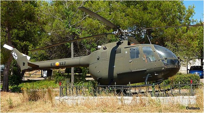 Helicopter MBB Bo105A Serial S-2 Register HE.15-6 D-9573 used by Fuerzas Aeromóviles del Ejército de Tierra FAMET (Spanish Army Aviation) ,MBB. Aircraft history and location