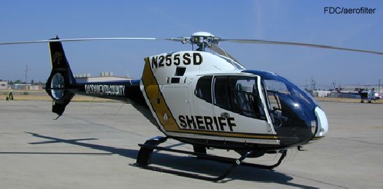 Helicopter Eurocopter EC120B Serial 1102 Register N255SD used by SSD (Sacramento County Sheriffs Office). Built 2000. Aircraft history and location