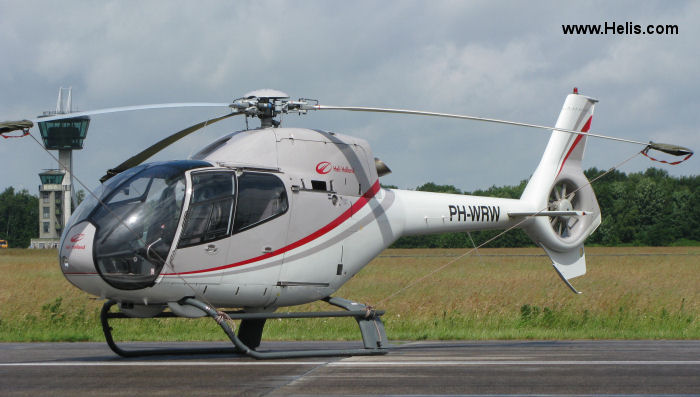 Helicopter Eurocopter EC120B Serial 1277 Register PH-WRW used by Heli Holland ,Helicon b.v. (helicon). Built 2001. Aircraft history and location