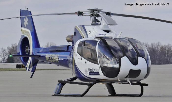 Helicopter Eurocopter EC130B4 Serial 7293 Register N133HN N431AM used by HealthNet (HealthNet Aeromedical Services) ,American Eurocopter (Eurocopter USA). Built 2011. Aircraft history and location
