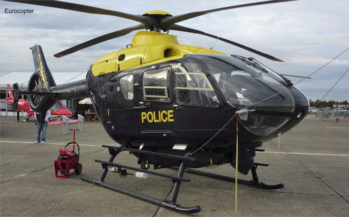 Helicopter Eurocopter EC135T1 Serial 0063 Register G-NWPS used by Patriot Aviation ,Veritair ,UK Police Forces ,McAlpine Helicopters. Built 1998. Aircraft history and location