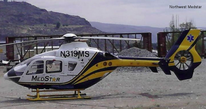 Helicopter Eurocopter EC135P2 Serial 0315 Register N846LF N319MS used by LFN (Life Flight Network) ,Northwest MedStar. Built 2003. Aircraft history and location