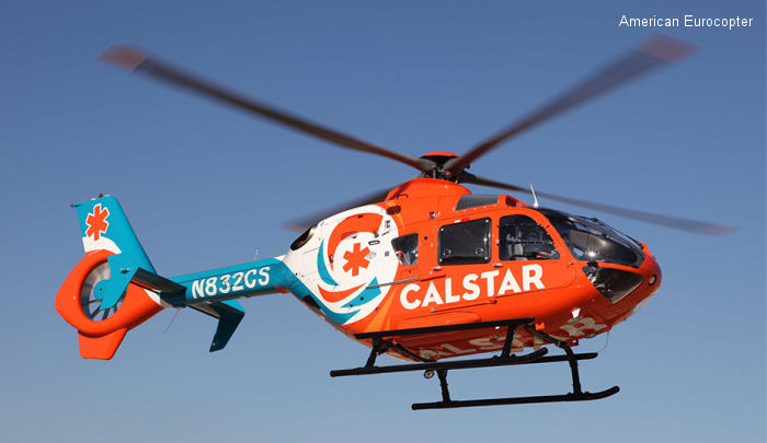 Helicopter Eurocopter EC135P2+ Serial 1050 Register N832CS used by CALSTAR. Built 2012. Aircraft history and location