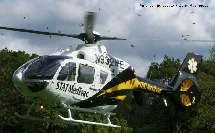 Helicopter Eurocopter EC135T2+ Serial 0922 Register N932ME used by STAT MedEvac ,American Eurocopter (Eurocopter USA). Built 2010. Aircraft history and location