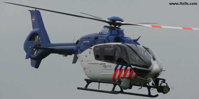 Helicopter Eurocopter EC135P2+ Serial 0760 Register PH-PXA used by Politie Luchtvaart Dienst (Dutch Police Aviation). Aircraft history and location