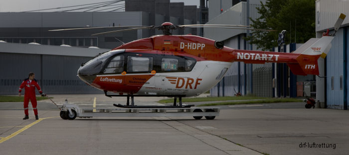 Helicopter Eurocopter EC145 Serial 9055 Register F-HSOF D-HDPP 9A-HKA used by Sécurité Civile (French Civilian Security) ,Babcock France ,HSD Luftrettung ,DRF Luftrettung DRF Christoph Niedersachsen (DRF) ,HIKO (Croatian civil SAR service). Built 2004. Aircraft history and location