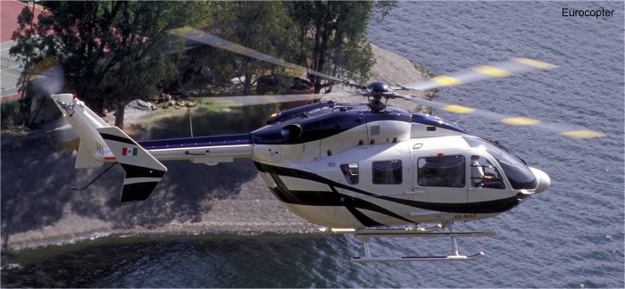 Helicopter Eurocopter EC145 Serial 9071 Register XA-XEW XA-MAR. Built 2005. Aircraft history and location