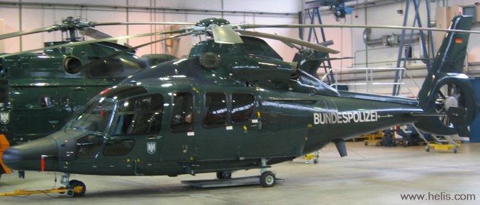 Helicopter Eurocopter EC155B Serial 6576 Register D-HLTI used by Bundespolizei (German Federal Police (BPOL)). Built 2000. Aircraft history and location