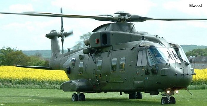Helicopter AgustaWestland Merlin HC.3 Serial 50173 Register ZJ131 used by Fleet Air Arm RN (Royal Navy) ,Royal Air Force RAF. Built 2001 Converted to Merlin HC.4. Aircraft history and location