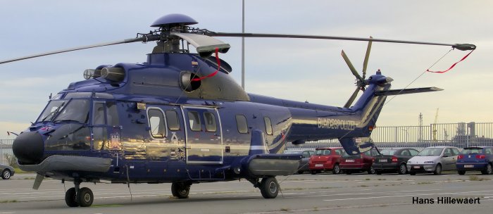 Helicopter Eurocopter AS332L1 Super Puma Serial 2705 Register D-HEGL used by Bundespolizei (German Federal Police (BPOL)). Aircraft history and location