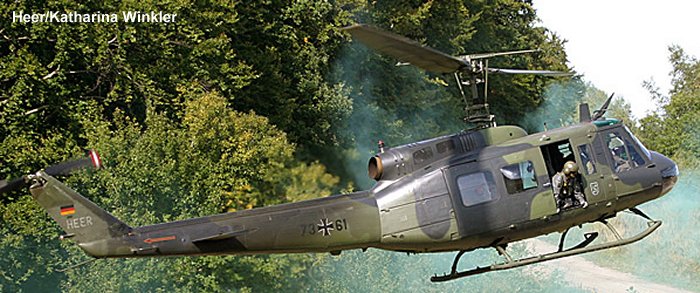 Helicopter Dornier UH-1D Serial 8481 Register 73+61 used by Heeresflieger (German Army Aviation). Aircraft history and location