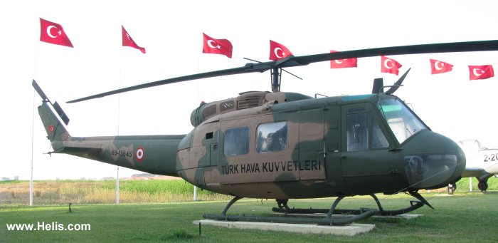 Helicopter Bell UH-1H Iroquois Serial 11933 Register 69-15645 used by Türk Hava Kuvvetleri (Turkish Air Force). Aircraft history and location