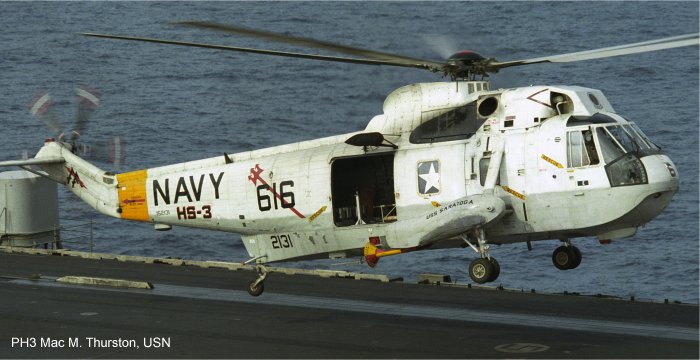 Helicopter Sikorsky SH-3A Sea King Serial 61-326 Register N131WL 152131 used by Carson Helicopters ,Croman Corp ,US Department of State ,US Navy USN. Aircraft history and location