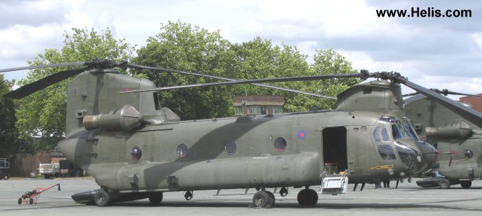 Helicopter Boeing CH-47D Chinook Serial M.4457 Register ZH894 N2026E used by Royal Air Force RAF ,Boeing Helicopters. Built 1998. Aircraft history and location