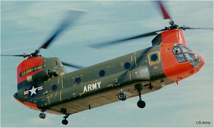 Helicopter Boeing-Vertol CH-47A Chinook Serial b-014 Register 61-02410 used by US Army Aviation Army. Aircraft history and location