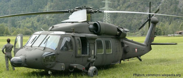 Helicopter Sikorsky S-70A-42 Black Hawk Serial 70-2736 Register 6M-BB used by Österreichische Luftstreitkräfte (Austrian Air Force). Built 2002. Aircraft history and location