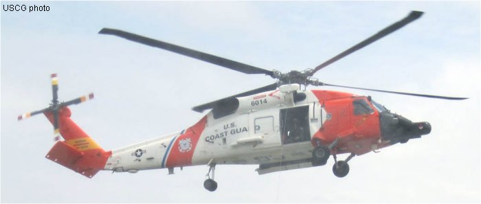 Helicopter Sikorsky HH-60J Jayhawk Serial 70-1585 Register 6014 used by US Coast Guard USCG. Aircraft history and location