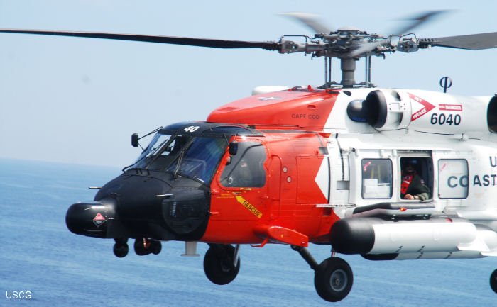 Helicopter Sikorsky HH-60J Jayhawk Serial 70-2281 Register 6040 used by US Coast Guard USCG Converted to MH-60T Jayhawk. Aircraft history and location