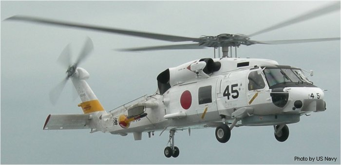Helicopter Mitsubishi SH-60J Seahawk Serial 1045 Register 8245 used by Japan Maritime Self-Defense Force JMSDF (Japanese Navy). Aircraft history and location