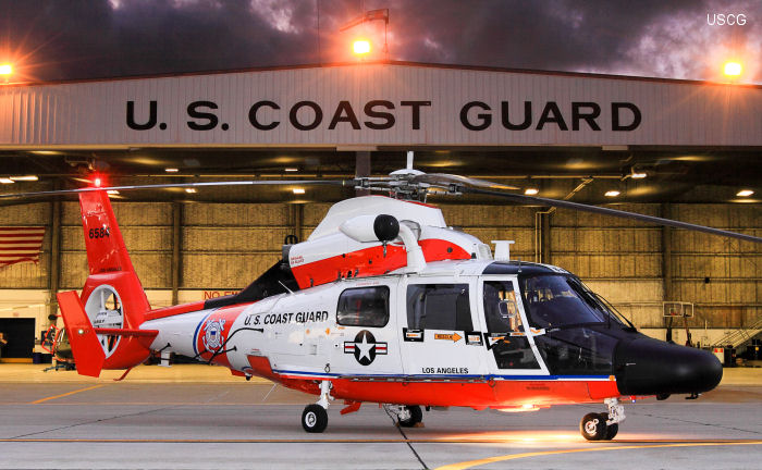 Helicopter Aerospatiale HH-65 Dolphin Serial 6283 Register 6584 used by US Coast Guard USCG. Aircraft history and location
