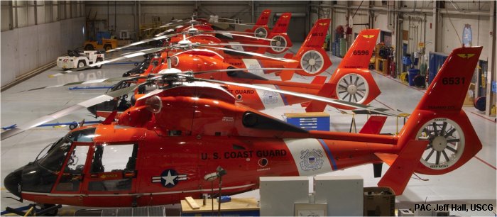 Helicopter Aerospatiale HH-65 Dolphin Serial 6177 Register 6531 used by US Coast Guard USCG. Aircraft history and location