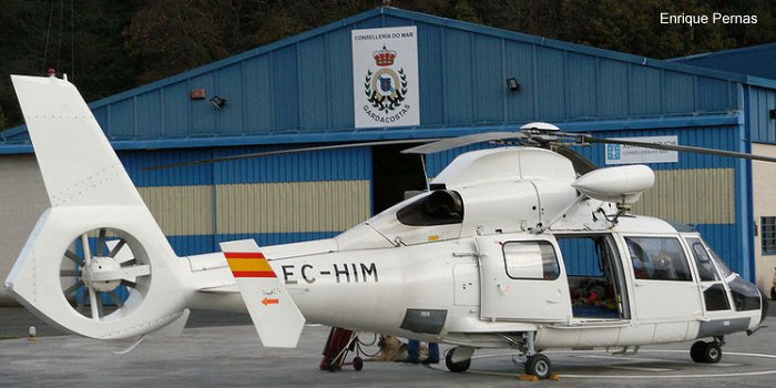 Helicopter Eurocopter AS365N2 Dauphin 2 Serial 6478 Register PA-44 D-HAVZ EC-HIM SE-JCE used by Prefectura Naval Argentina PNA (Argentine Coast Guard) ,Heli Aviation GmbH ,Administraciones Locales Xunta de Galicia (Galicia Government) ,Helicsa ,helikopterservice ab. Aircraft history and location