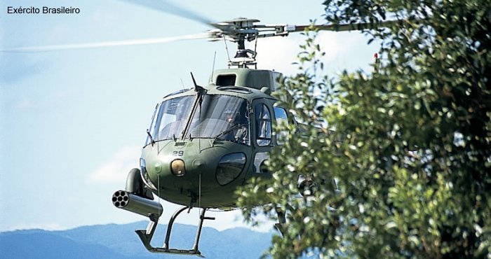 Helicopter Eurocopter HB350BA Esquilo Serial 2762 Register EB-1029 used by Comando de Aviação do Exército (Brazilian Army Aviation) ,Helibras. Aircraft history and location