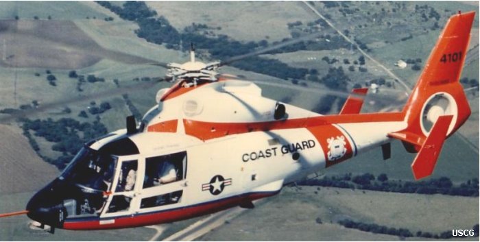 Helicopter Aerospatiale HH-65 Dolphin Serial 6002 Register 6598 901 4101 used by US Coast Guard USCG ,Heil Ha'Avir IAF (Israeli Air Force). Built 1984. Aircraft history and location