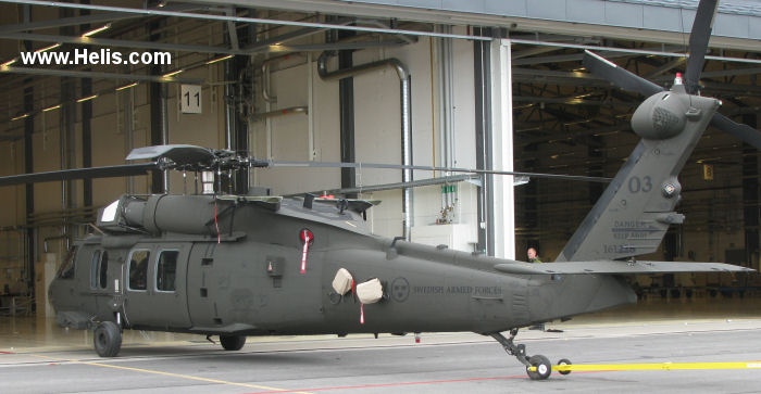 Helicopter Sikorsky UH-60M Black Hawk Serial 70-3820 Register 161228 used by Försvarsmakten (Swedish Armed Forces). Built 2011. Aircraft history and location