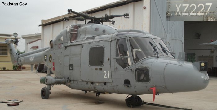 Helicopter Westland Lynx  HAS2 Serial 001 Register 21 XZ227 used by Pakistan Navy ,Fleet Air Arm RN (Royal Navy). Built 1976. Aircraft history and location