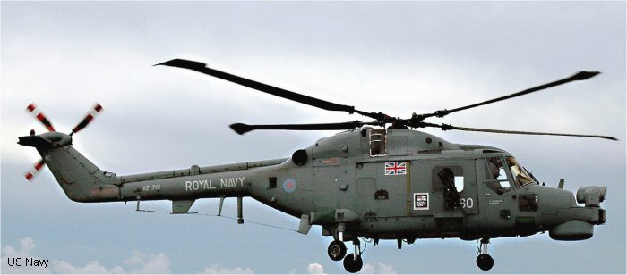 Helicopter Westland Lynx  HAS2 Serial 164 Register XZ719 used by Fleet Air Arm RN (Royal Navy). Built 1980. Aircraft history and location