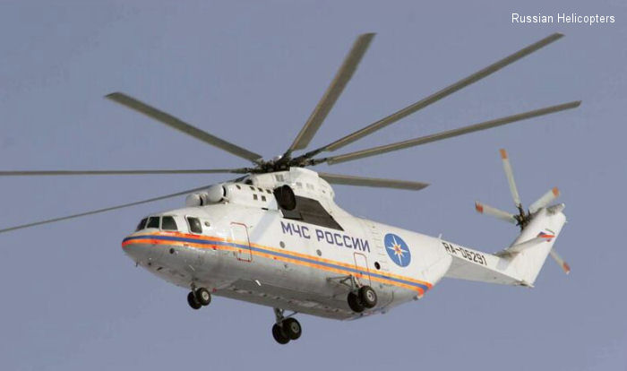 Helicopter Mil Mi-26 Halo Serial 34001212615 Register RF-32822 RA-06291. Aircraft history and location