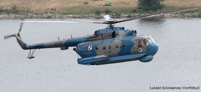 Helicopter Mil Mi-14PL Haze Serial A1003 Register 1003 used by Marynarka Wojenna (Polish Navy). Aircraft history and location