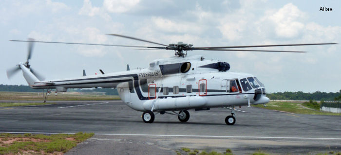 Helicopter Mil Mi-171A1 Serial 5304 Register PR-RUS used by Atlas Taxi Aereo. Aircraft history and location