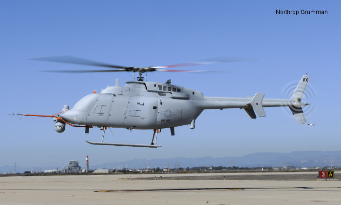 Helicopter Northrop-Grumman MQ-8C Fire Scout Serial 01 Register 168455 used by US Navy USN. Built 2013. Aircraft history and location
