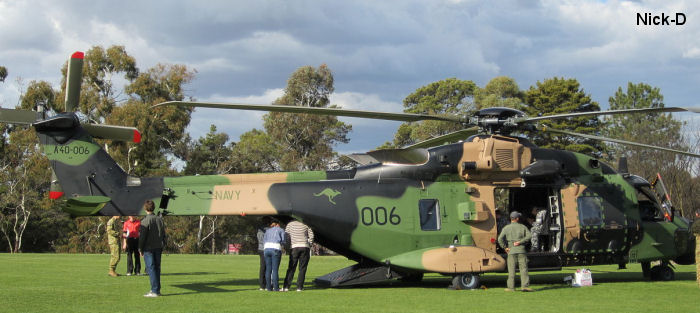 Helicopter NH Industries MRH90 Taipan Serial 1108 Register A40-006 used by Fleet Air Arm (RAN) RAN (Royal Australian Navy). Aircraft history and location