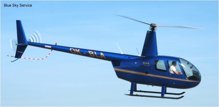 Helicopter Robinson R44 Raven II Serial 12743 Register OK-BLA used by Blue Sky Service. Aircraft history and location