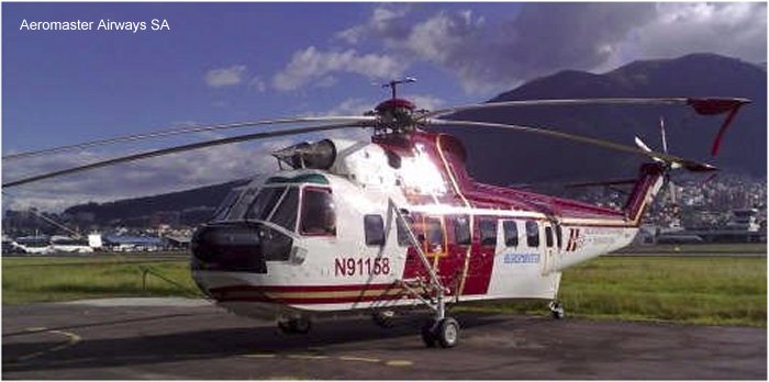 Helicopter Sikorsky S-61N Serial 61-424 Register N91158 OB-2008-P C-GSPI G-AZDC I-EVMA N6956R used by Aeromaster ,Helicopter Transport Services HTS ,Okanagan Helicopters ,Bristow ,Elivie ,Sikorsky Helicopters. Built 1968. Aircraft history and location