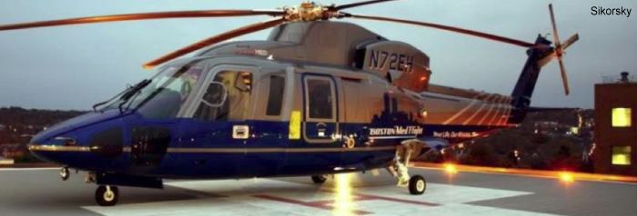 Helicopter Sikorsky S-76C Serial 760712 Register N72EH used by BMF (Boston MedFlight). Built 2008. Aircraft history and location