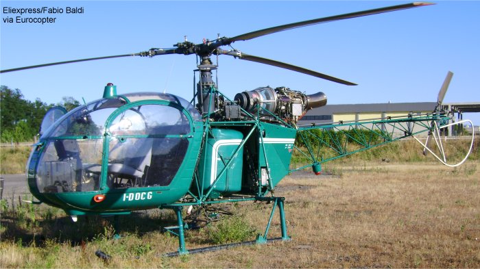 Helicopter Aerospatiale SA318C Alouette II Serial 2157 Register I-DOCG F-GTFP 2157 used by Aviation Légère de l'Armée de Terre ALAT (French Army Light Aviation). Built 1971. Aircraft history and location