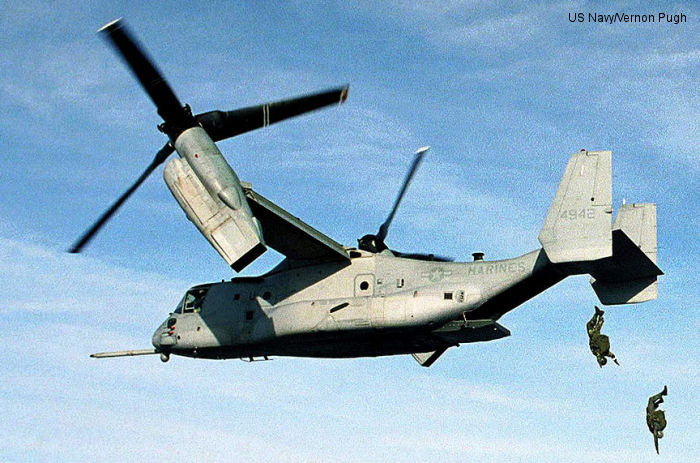 Helicopter Bell MV-22 Serial D0010 Register 164942 used by US Marine Corps USMC. Built 1998. Aircraft history and location