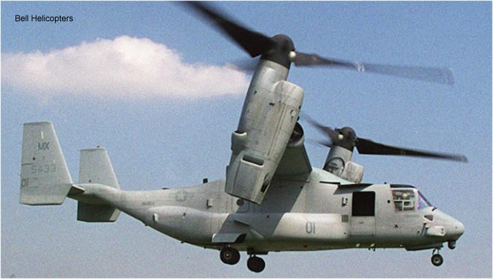 Helicopter Bell MV-22B Osprey Serial D0011 Register 165433 used by US Marine Corps USMC. Built 1999. Aircraft history and location